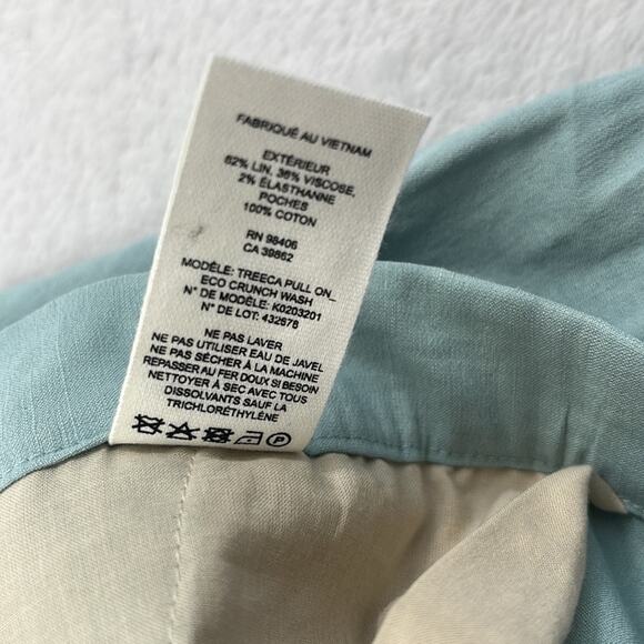 NEW Theory Linen Blend‎ Sky Blue Treeca Pull On Pants Women's 16 Eco Crunch Wash - Picture 12 of 16